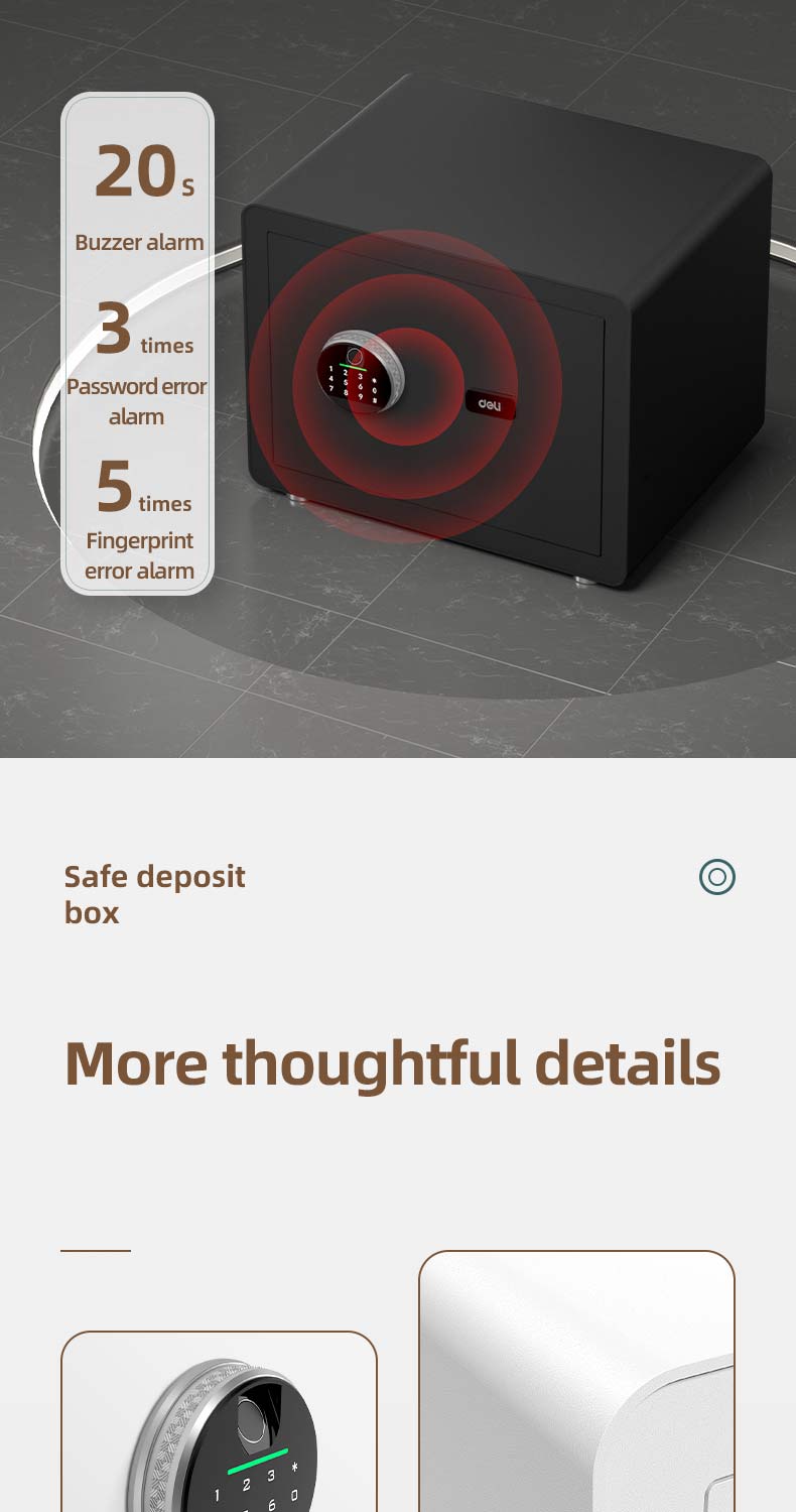 Deli Fingerprint Safety Vault Electronic Digital Money Box Key Password ...