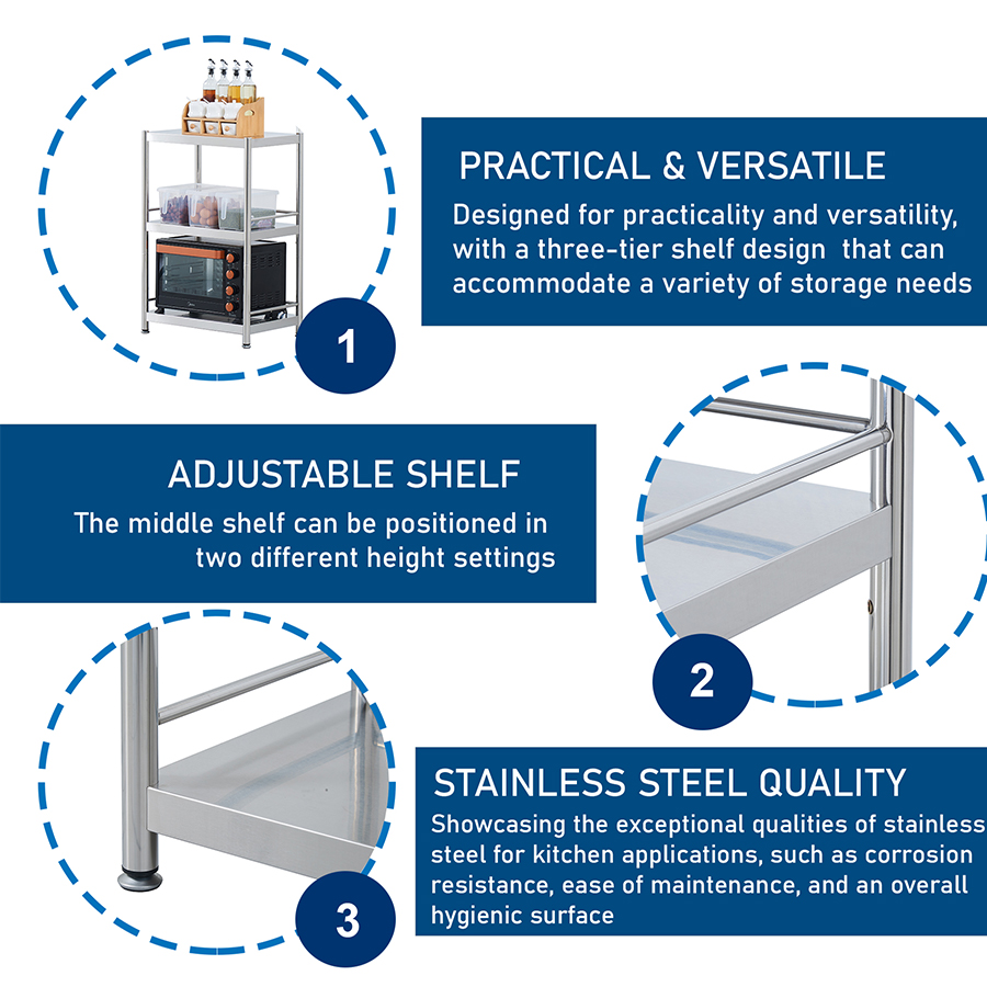 Mandaue Foam Weston 60cm Stainless Steel 3 Tier Metal Rack | Shopee ...