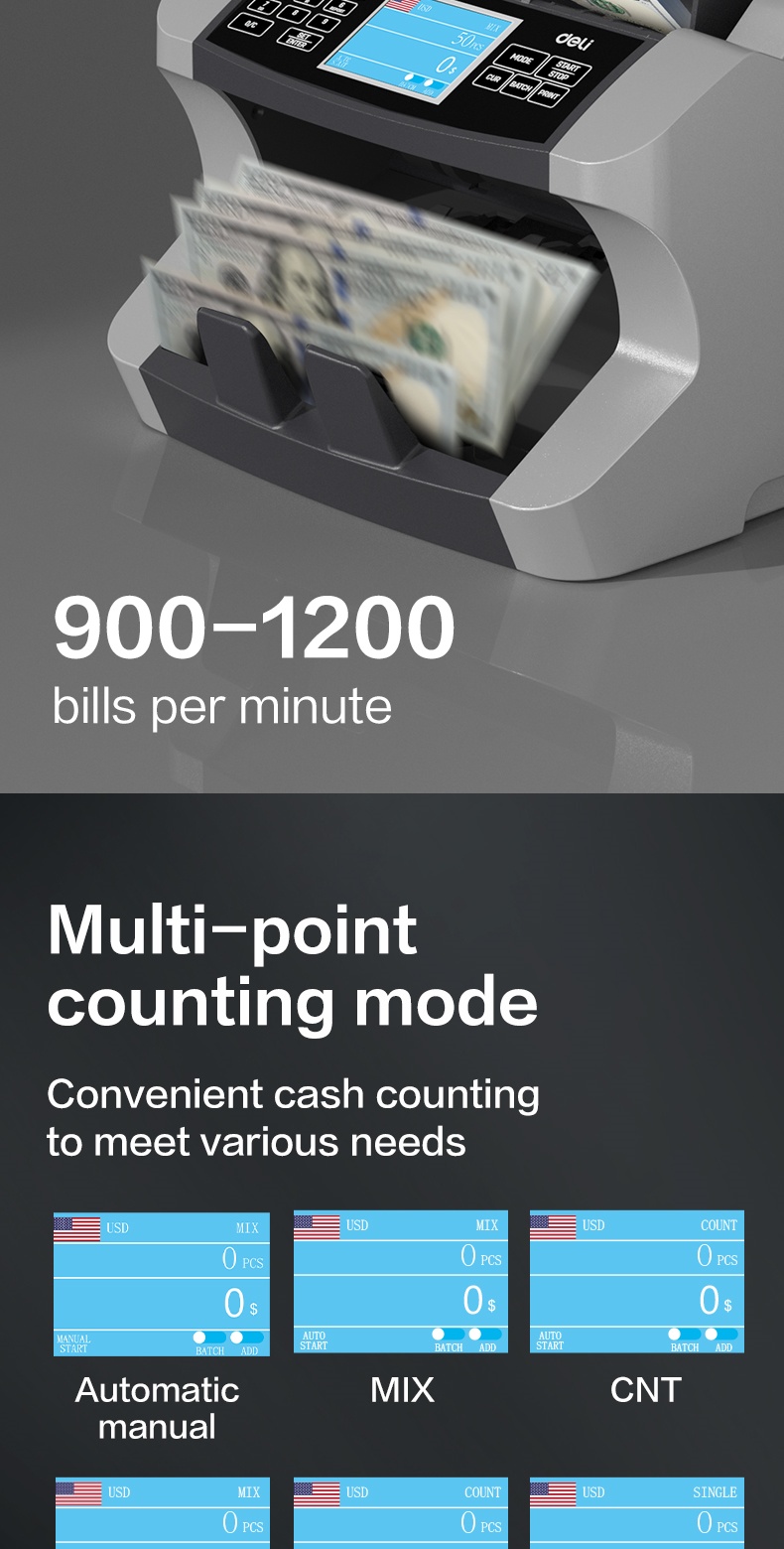 Deli Automatic Bill Counting Machine Multi-currency Recognition Money ...