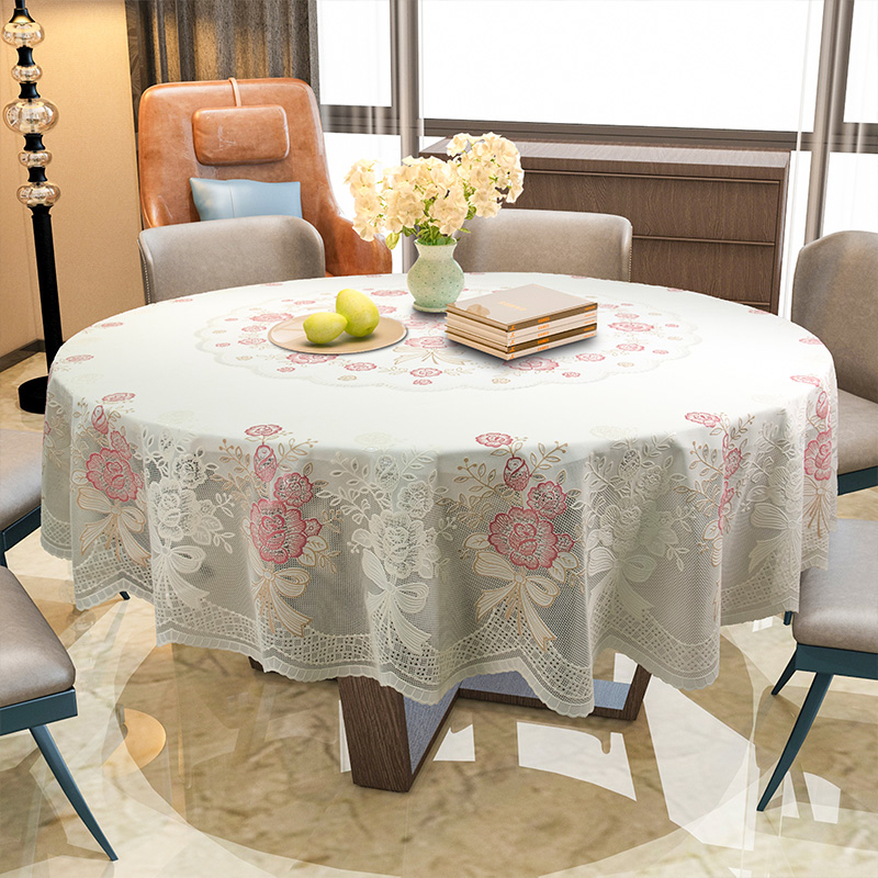 PVC Round Tablecloth Waterproof&oil proof Dining Table Cover Pink ...