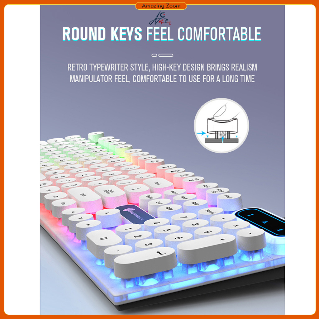 104Keys Wired Keyboard with RGB Backlit Breathing Light Gaming Wired ...