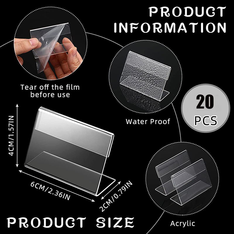 10/20/50pcs Acrylic Sign Holder Clear Plastic Table Top Name Card Price ...