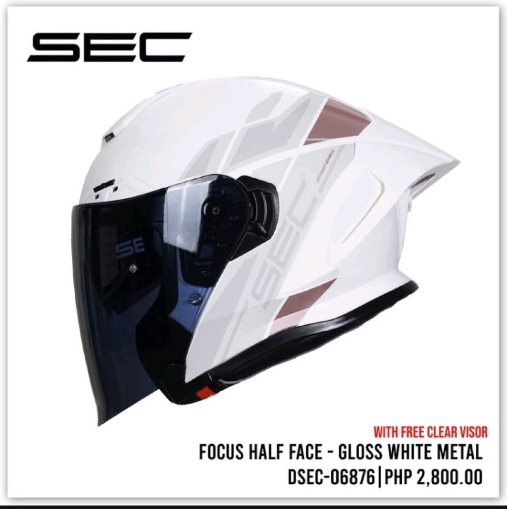 sec focus half face dual visor helmet with FREE CLEAR LENS | Shopee ...