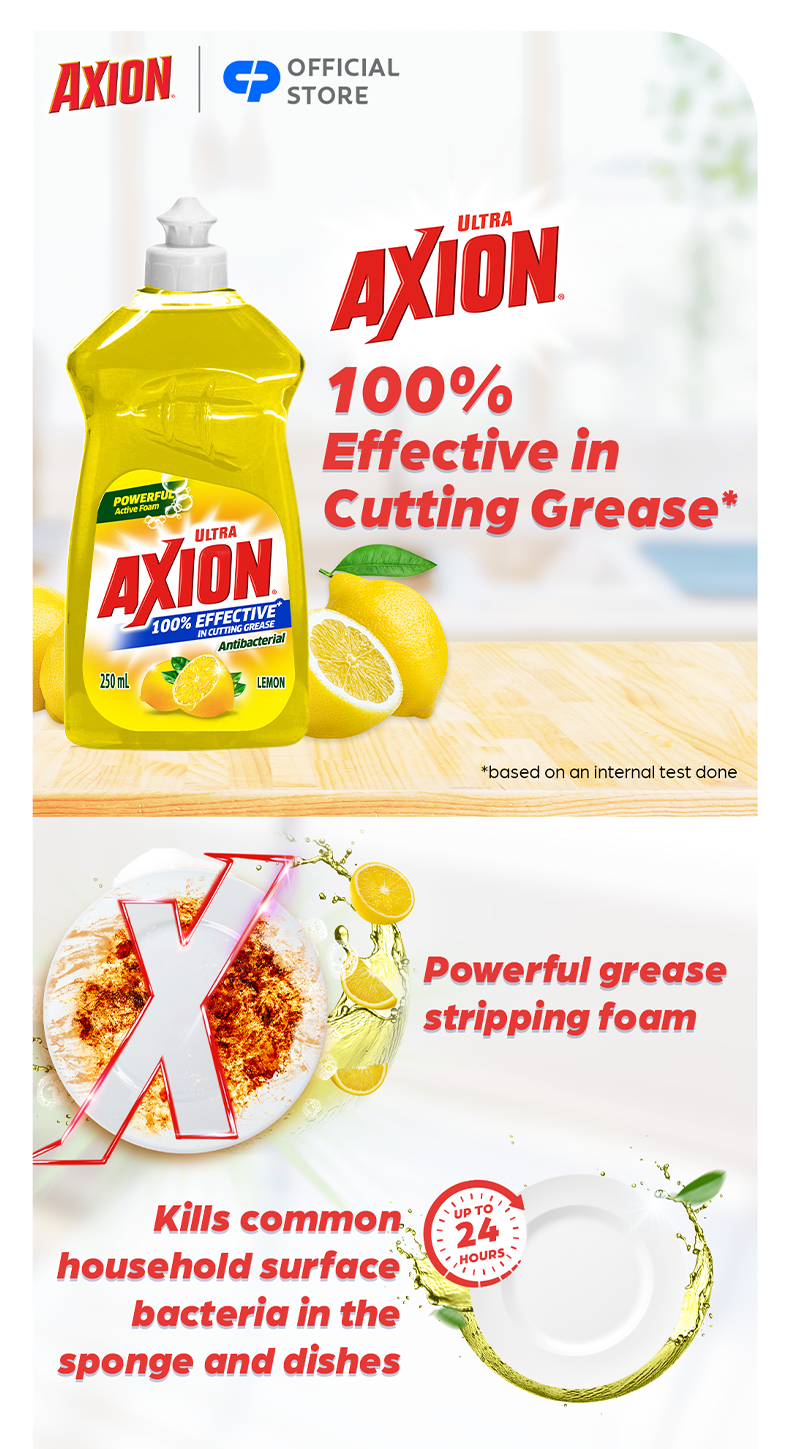 Axion Lemon Antibacterial Dishwashing Liquid with Triple Active Power ...