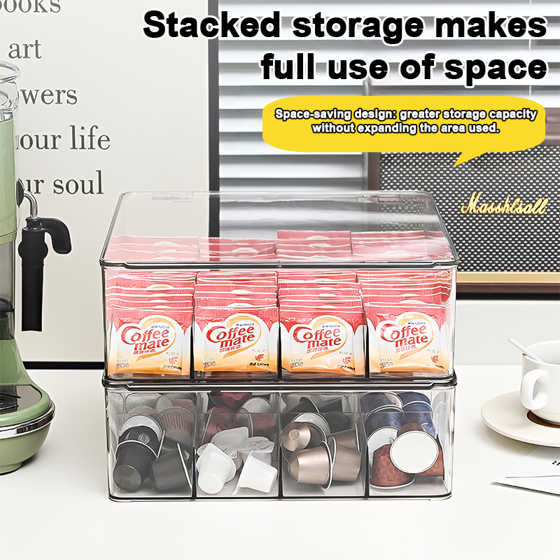 8 Grids Transparent Compartment Storage Box Tea Bag Container Coffee ...