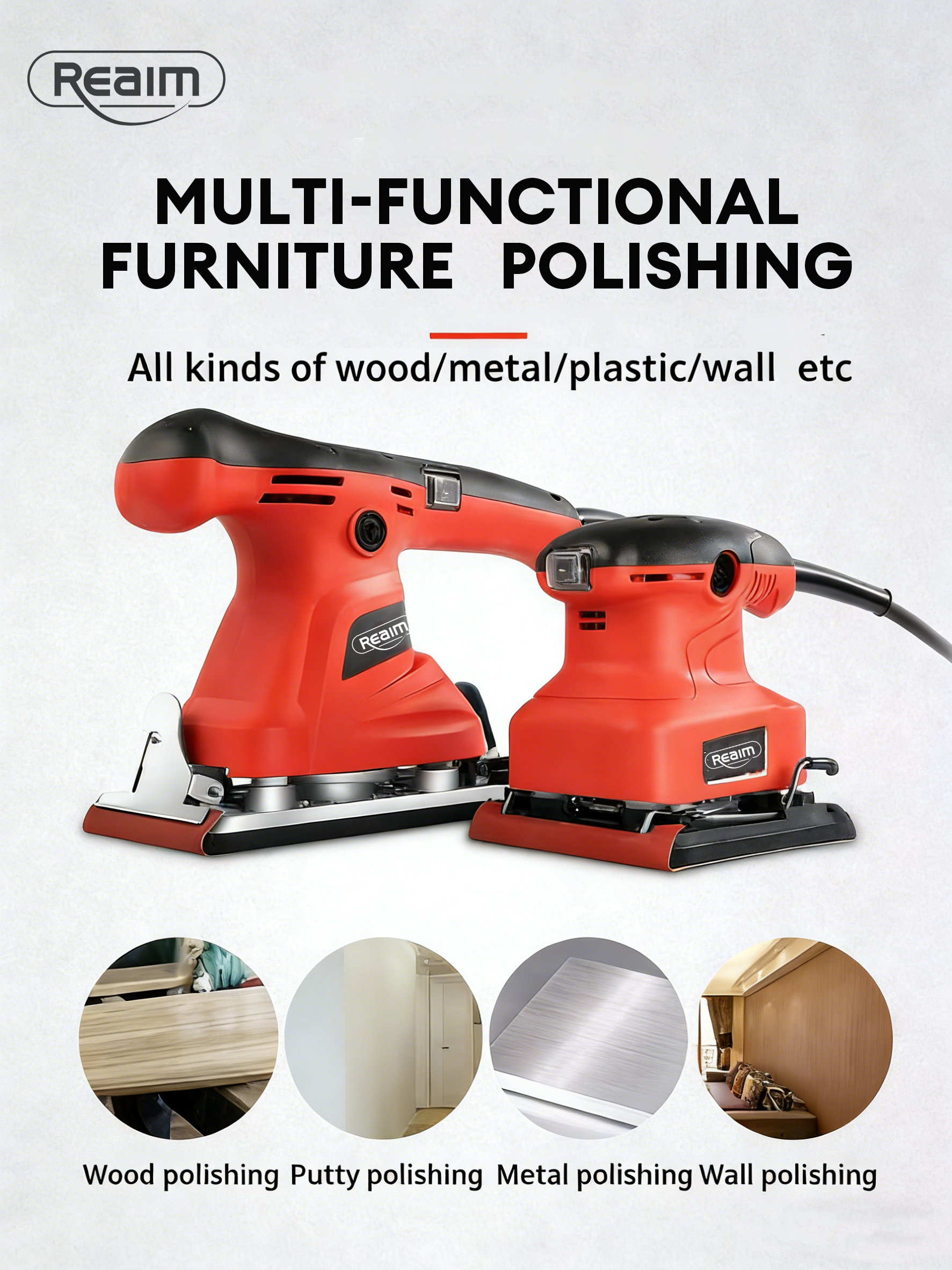 REAIM Electric Sander Power Tool 380W Sanding Machine Sander For Wood ...