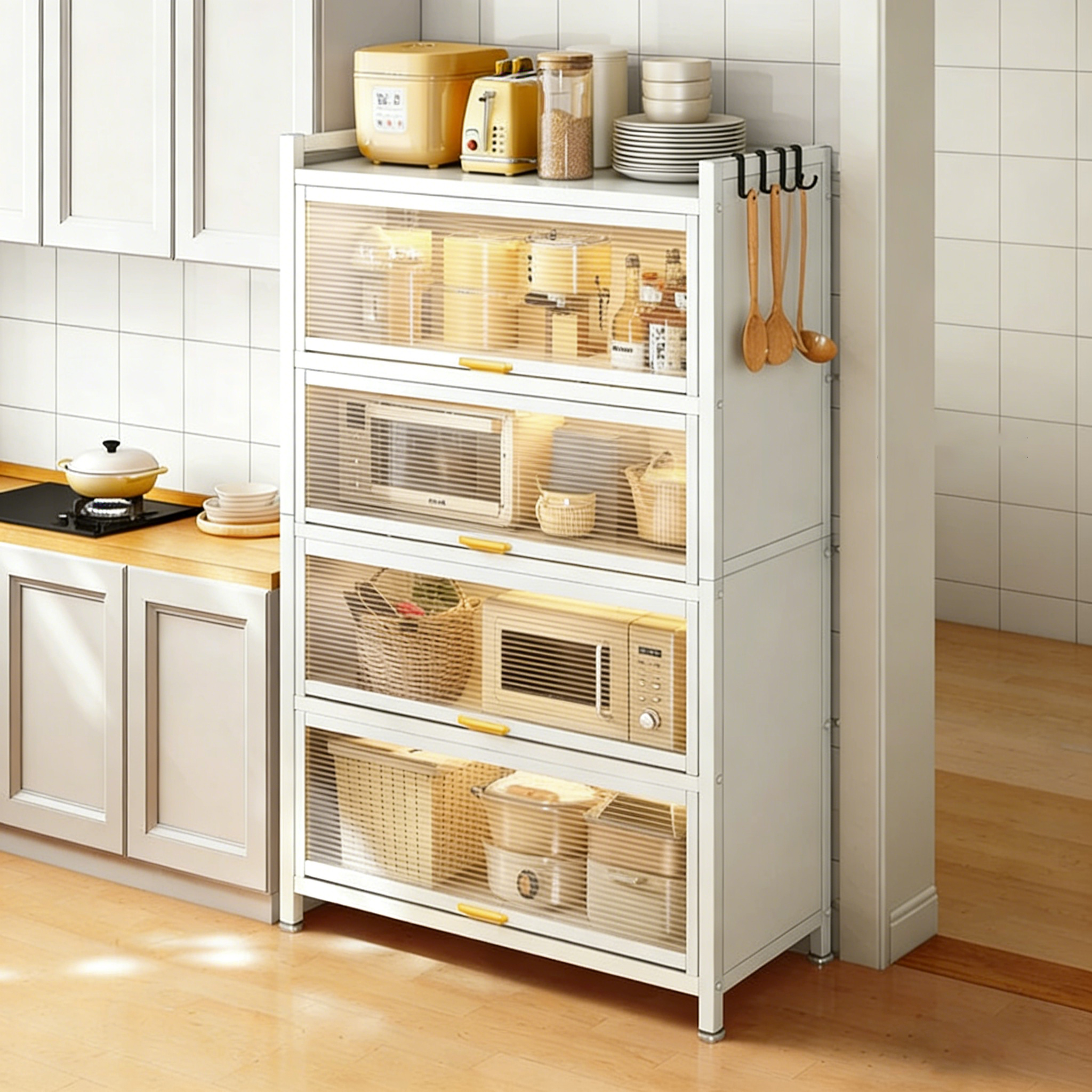 MAXCOOK Kitchen Cabinet Organizer Dustproof Kitchen Rack Multi-function ...