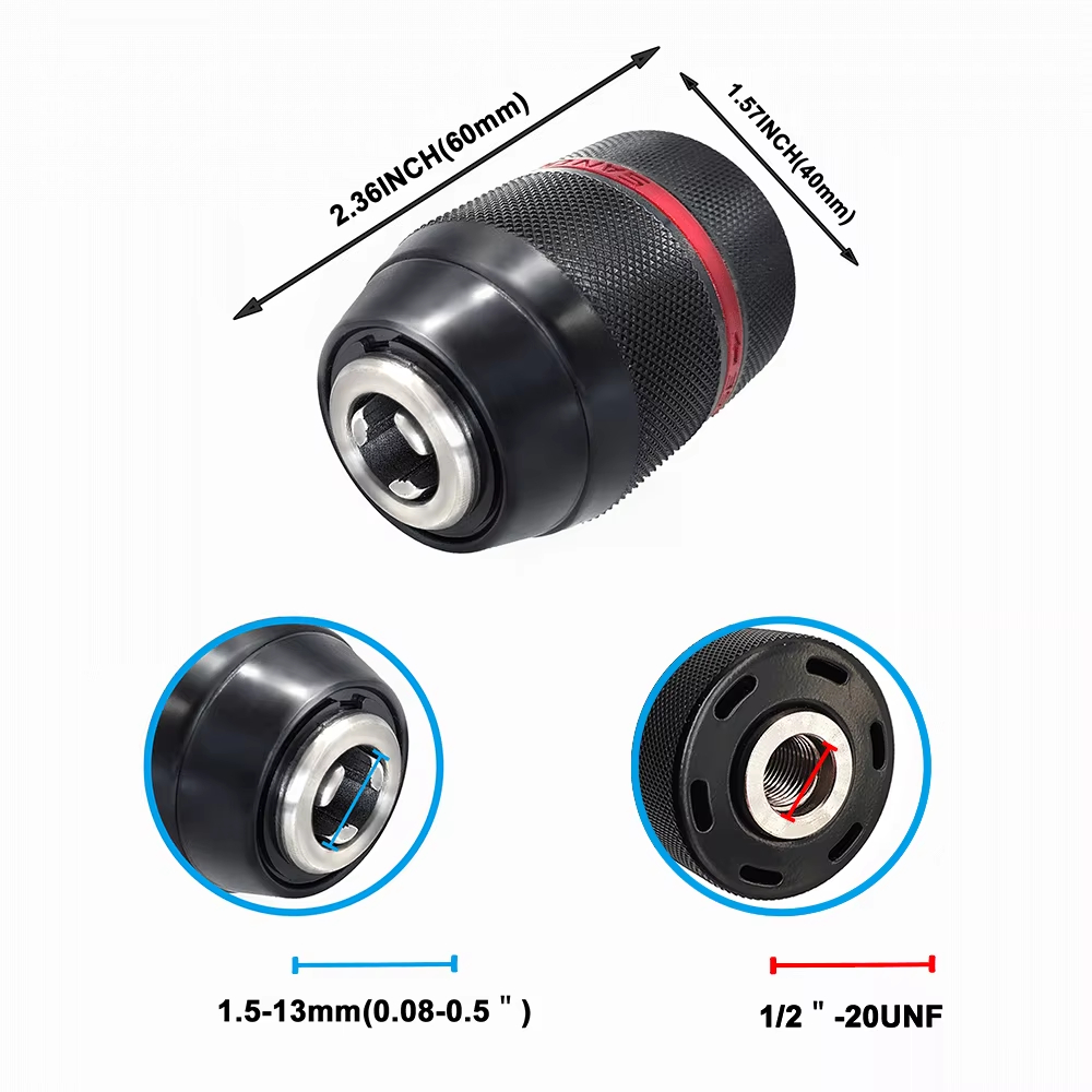 Keyless Drill Chuck Bit Fast Change Converter Adapter in 2-13mm(1/2 ...