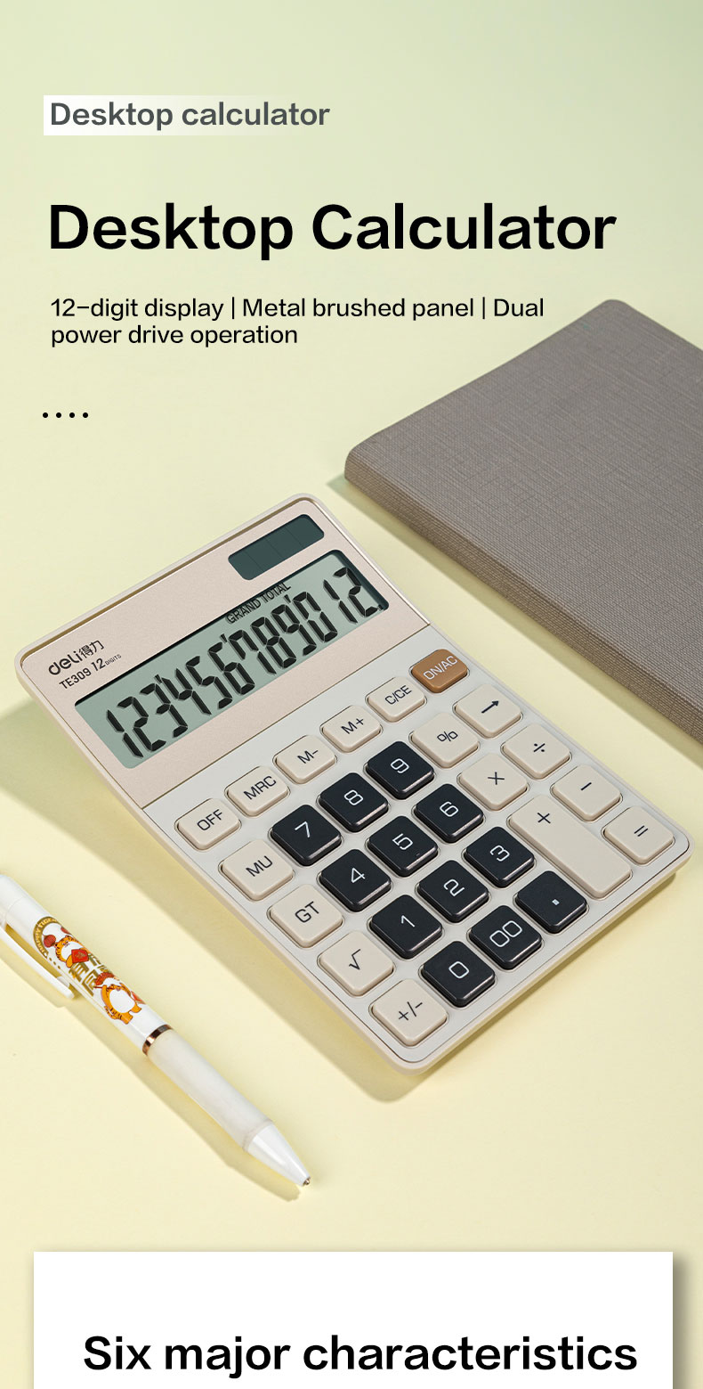 Deli 12 Digits Big Display Electronic Desktop Calculator Financial ...