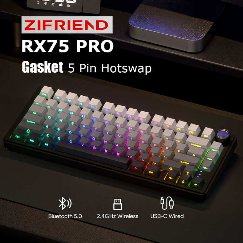 ZIFRIEND RX75 PRO Mechanical Keyboard Wireless Keyboards Gasket ...