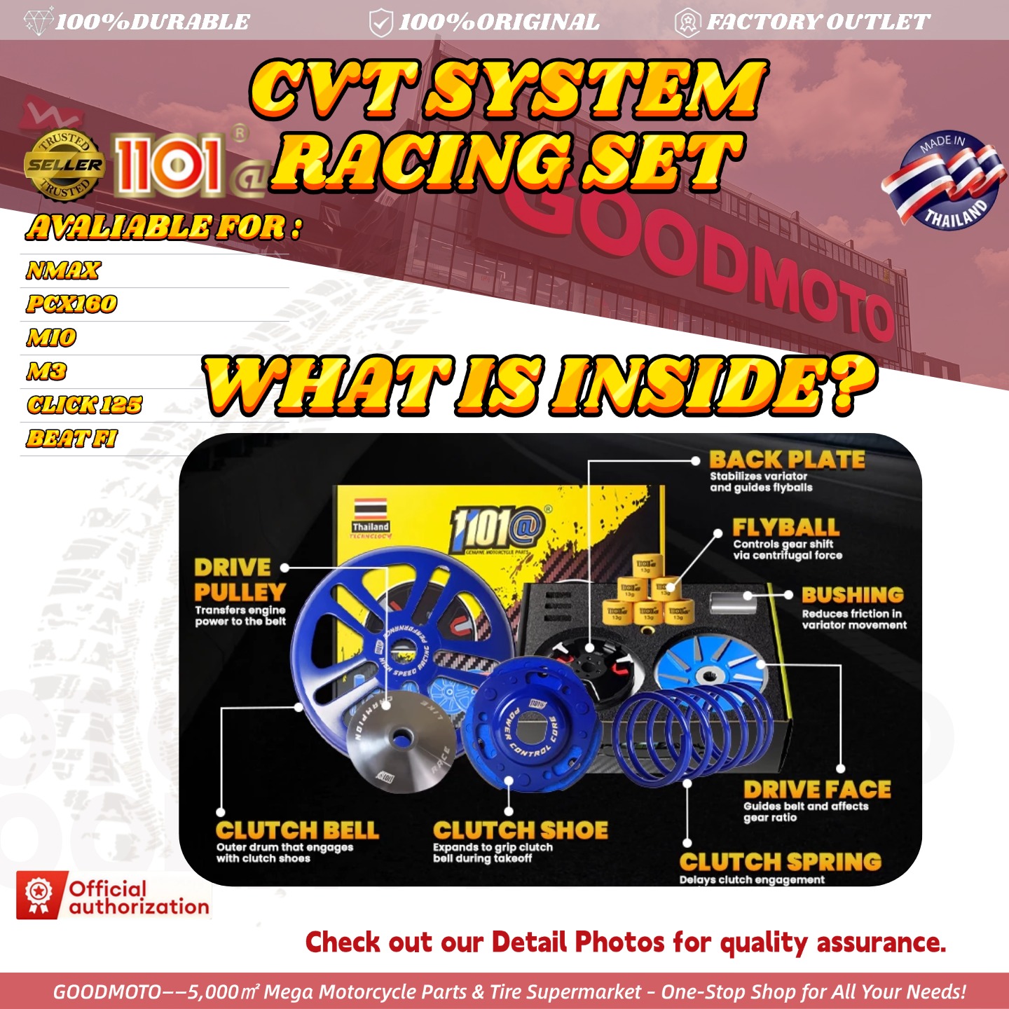 1101@ CVT SYSTEM RACING NMAX/PCX160/MIO/M3/CLICK125 1000RPM1200RPM ...