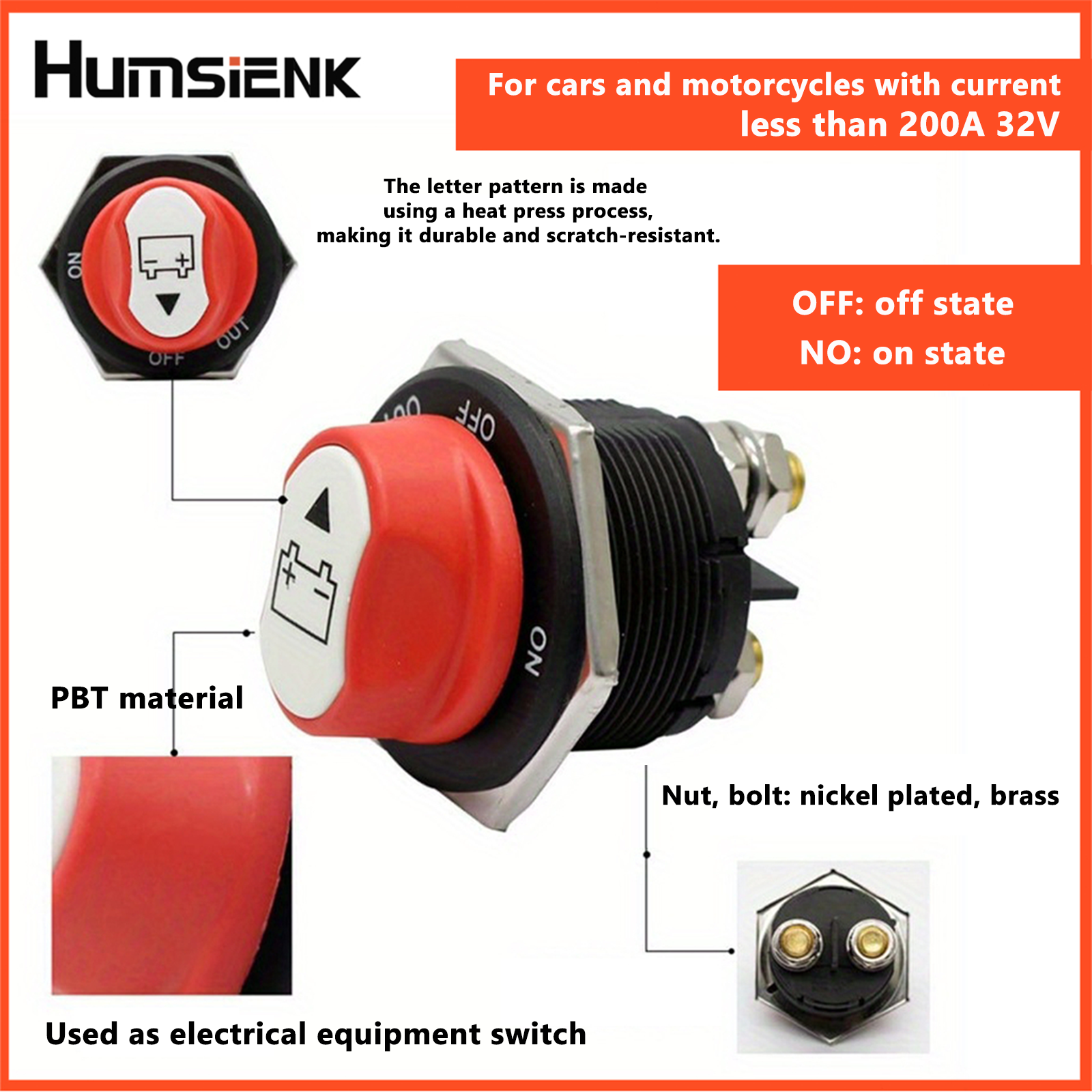 200A 12V Heavy Duty Battery Switch Universal for Car Motorcycle Boat RV ...