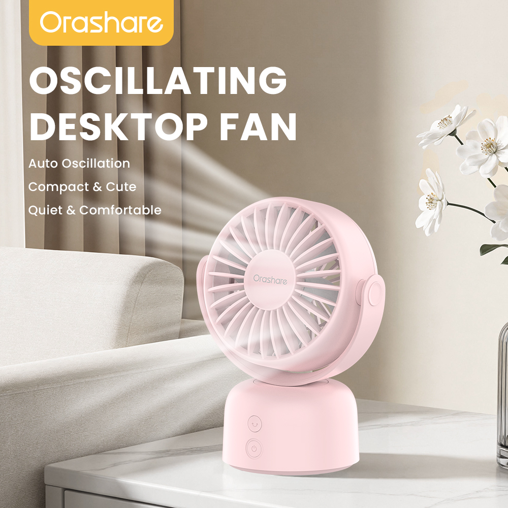Orashare DF12 Small Desk Fan Auto Oscillating 3 Speed Strong Wind ...