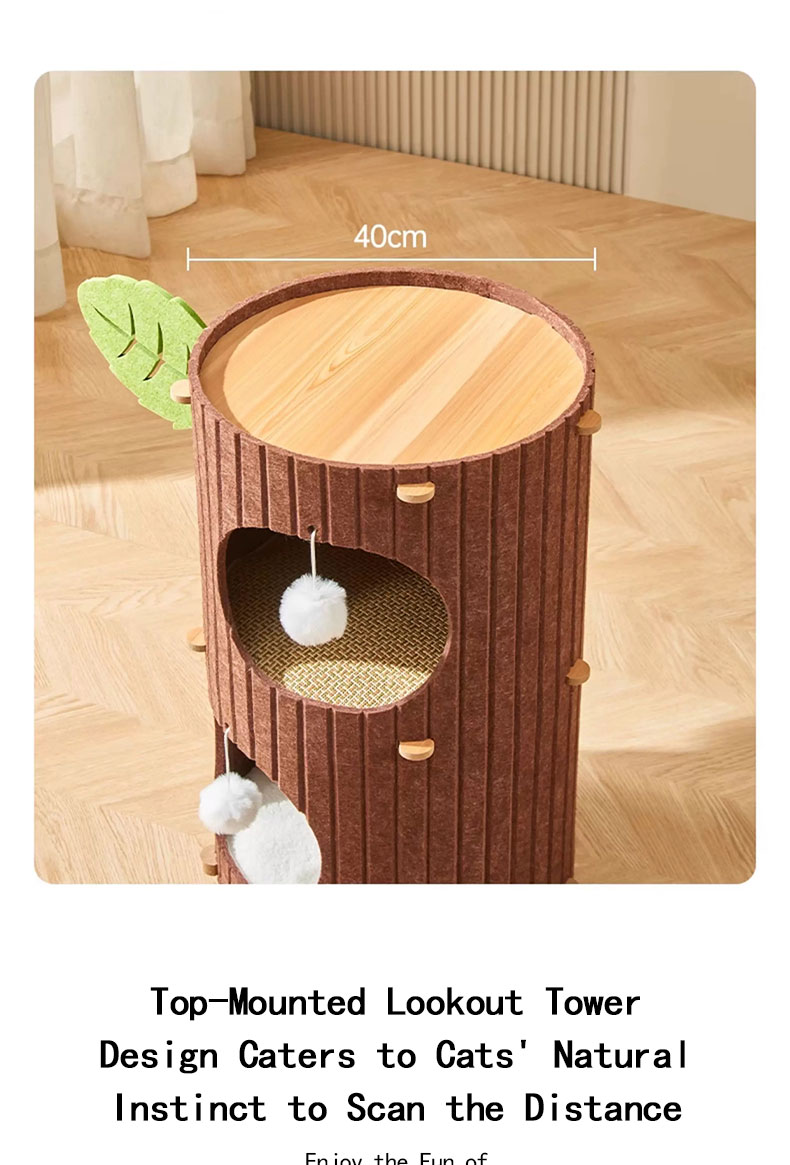 PG Felt Cat Tree House Condo Stackable Cat Nest Tunnel Scratch-Proof ...