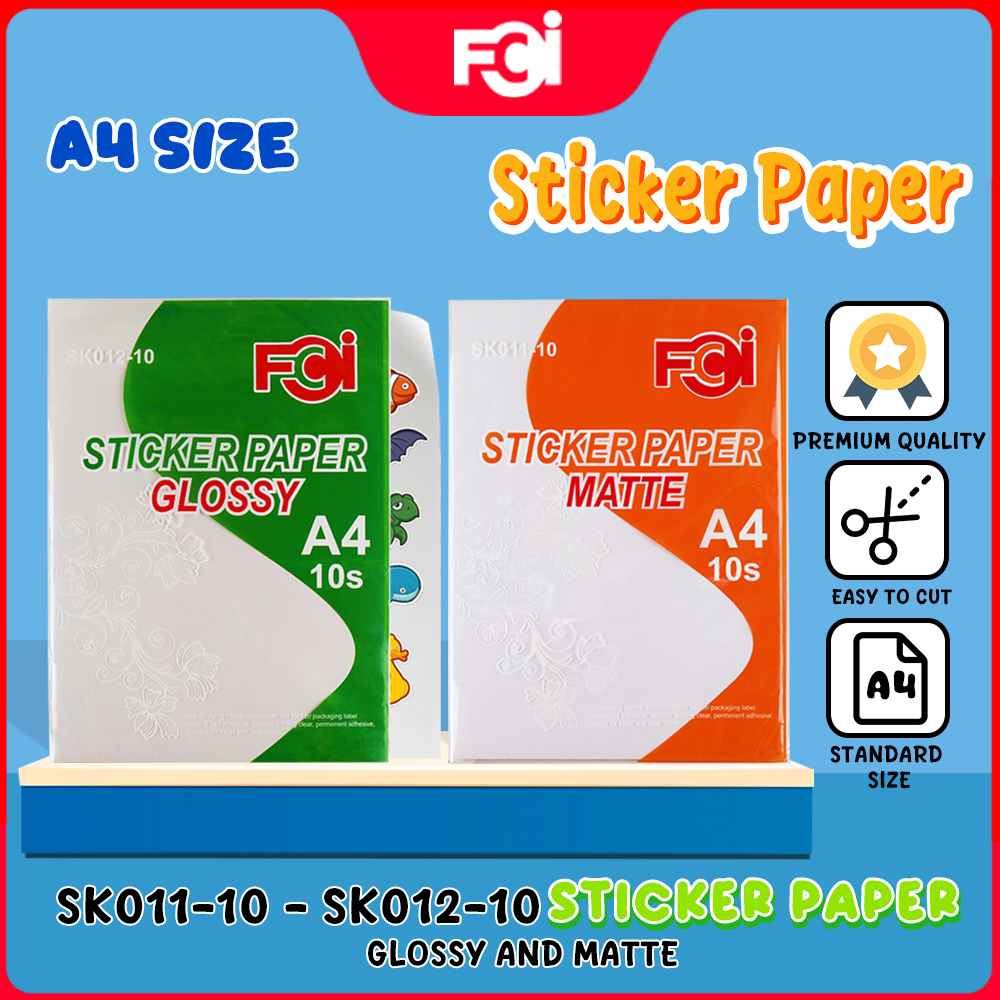 FCI Paper Sticker inkjet Printable Glossy & Matte A4Size Paper 10pcs