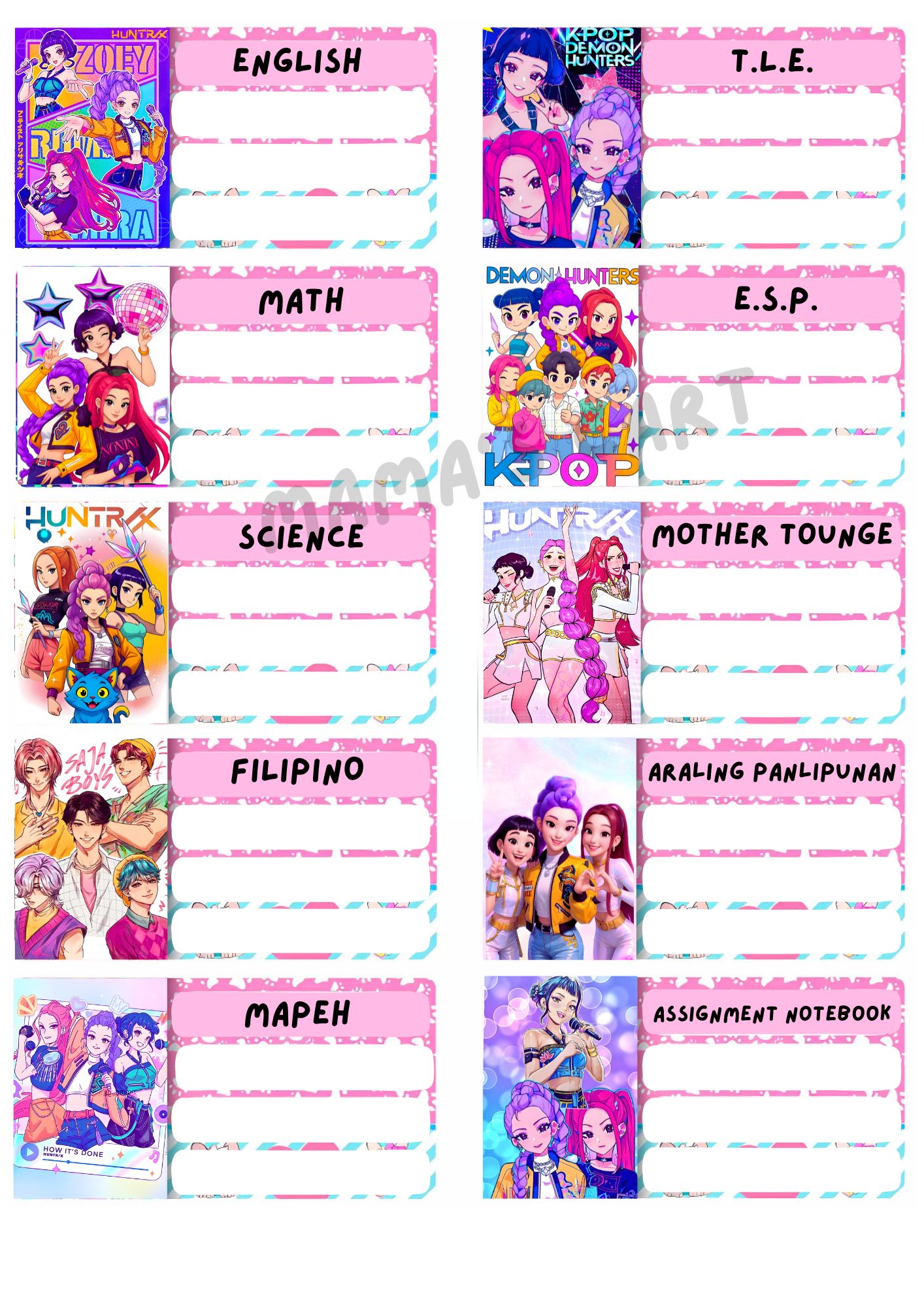 SUBJECT LABEL STICKER SET FOR NOTEBOOKS – VIVID COLOR AND GLOSSY ...