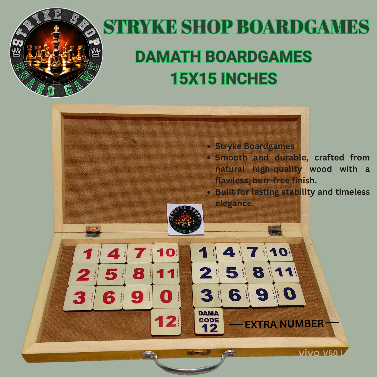 Premium Wooden Damath Board – Educational Math & Strategy Game ...