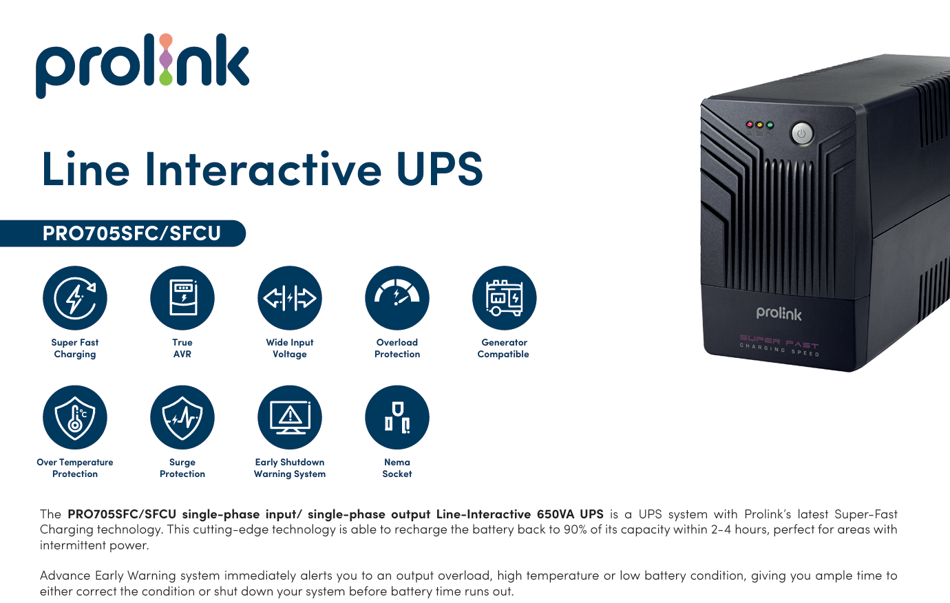 Prolink 650VA | 390W UPS Power Backup With AVR for Computer/Modem ...