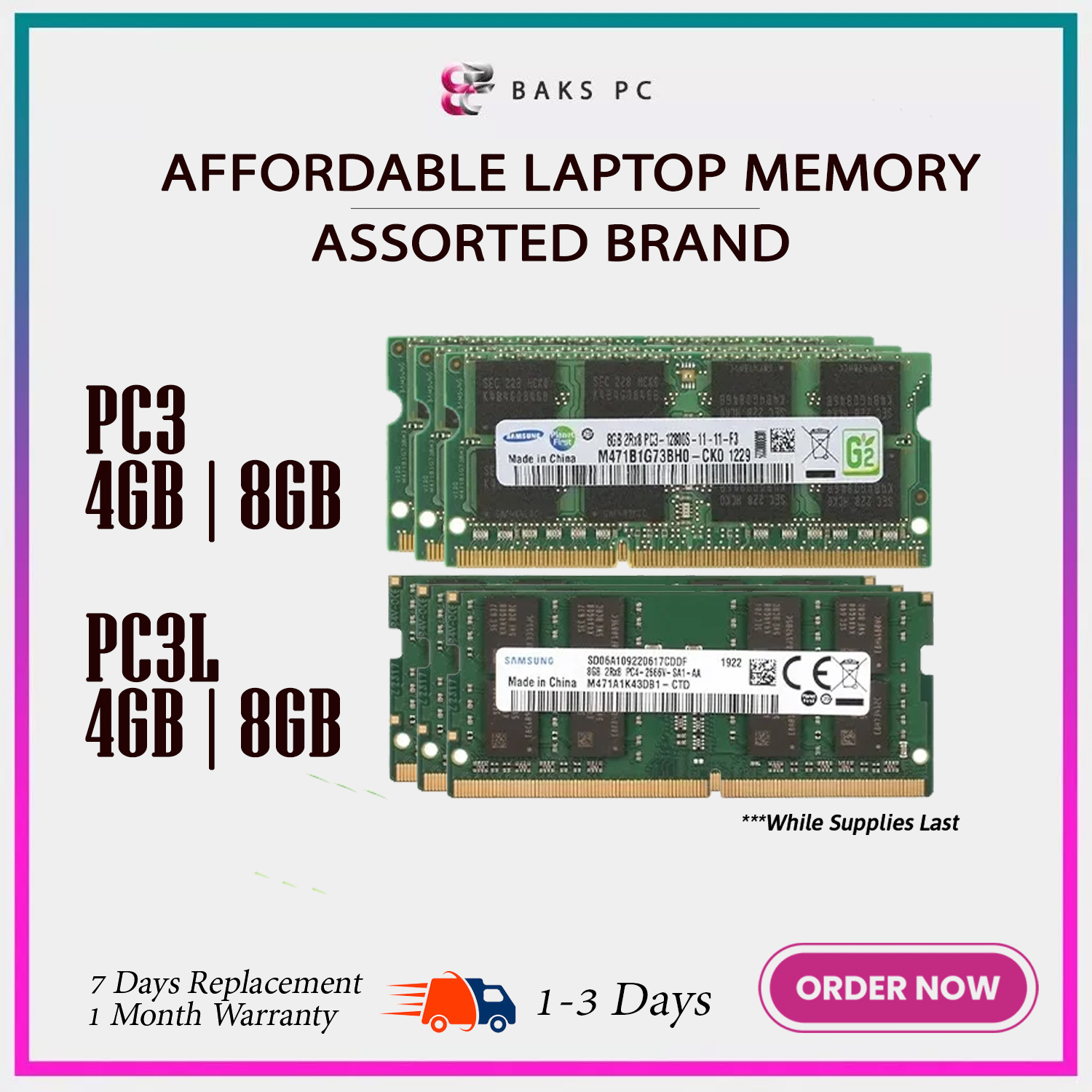AFFORDABLE LAPTOP MEMORY - ASSORTED BRAND | PC3/DDR3 4GB-8GB | PC3L ...