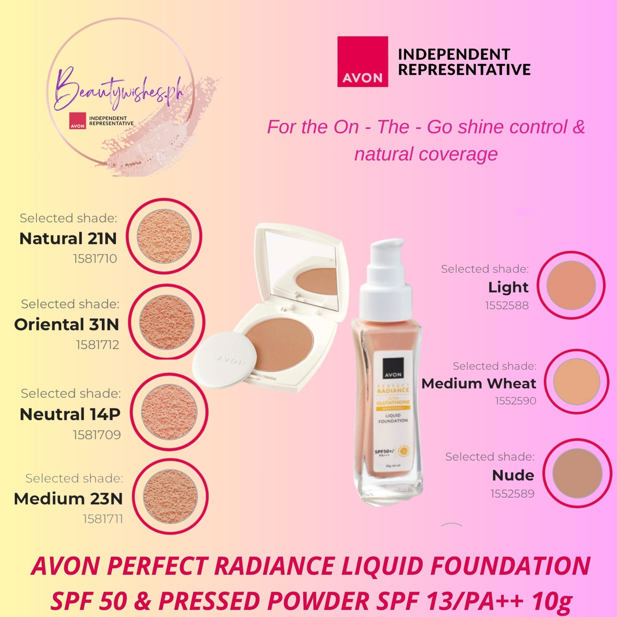 AVON PERFECT RADIANCE PRESSED POWDER SPF 13/PA++ 10g / LIQUID ...