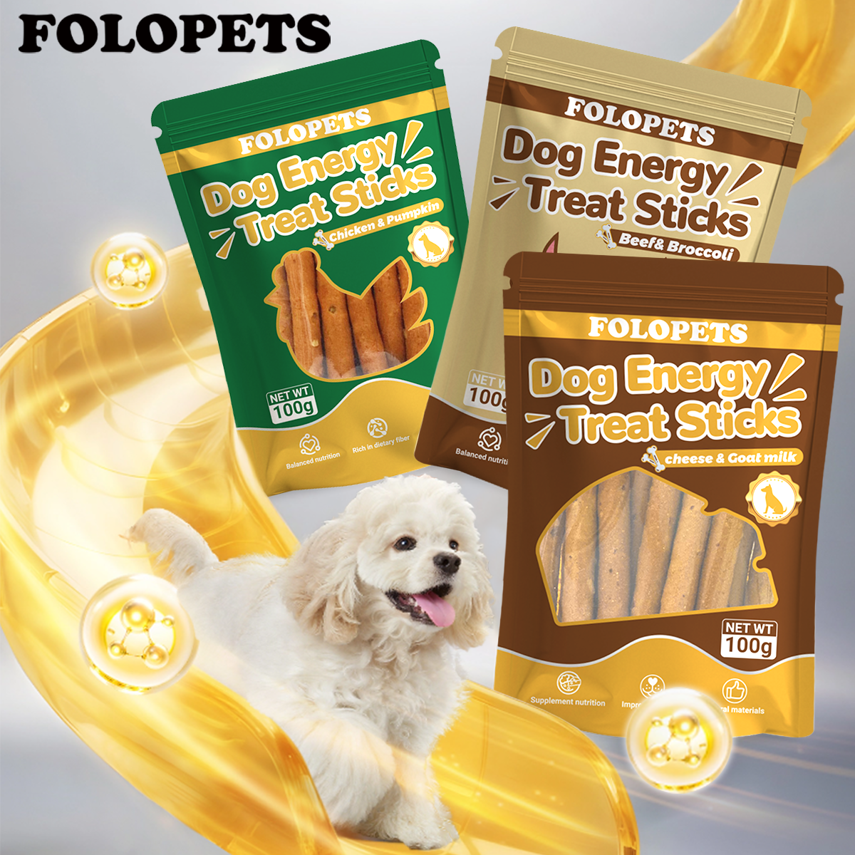 FOLOPETS Dog Treats for Adult/Puppy 100g Treat Sticks Dog Treats ...