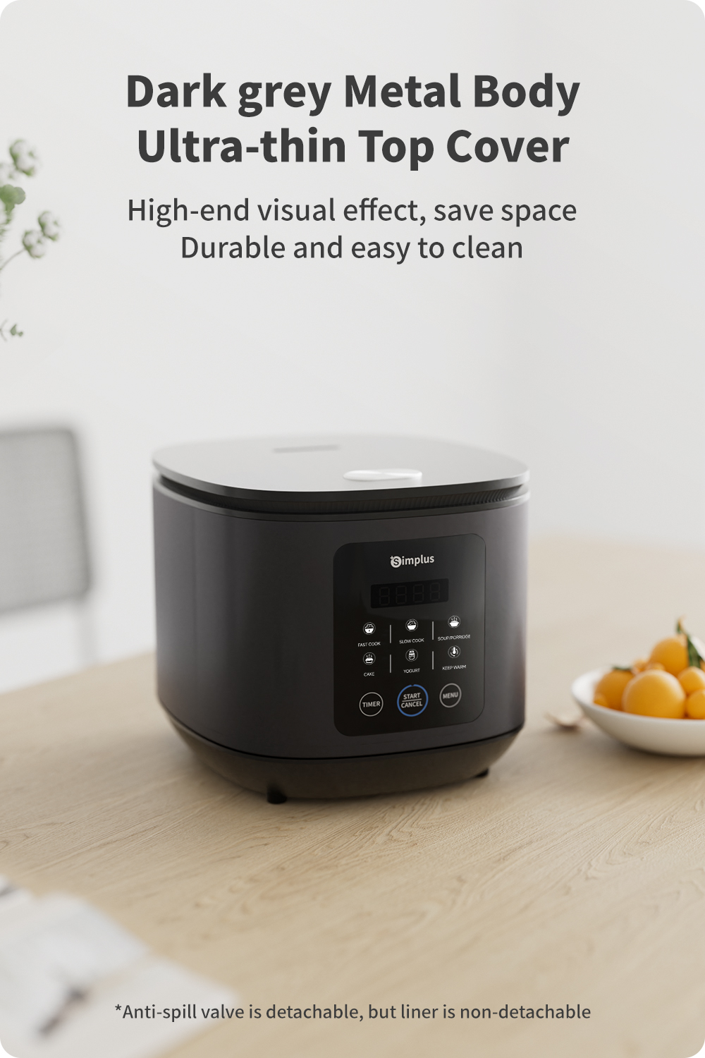 Simplus 4L Smart Touch Rice Cooker 24H Preset 6 Functions Cake & Yogurt ...