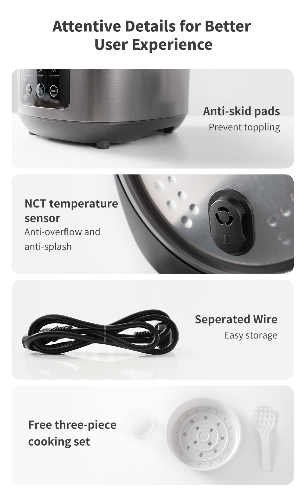 Simplus 4L Smart Touch Rice Cooker 24H Preset 6 Functions Cake & Yogurt ...
