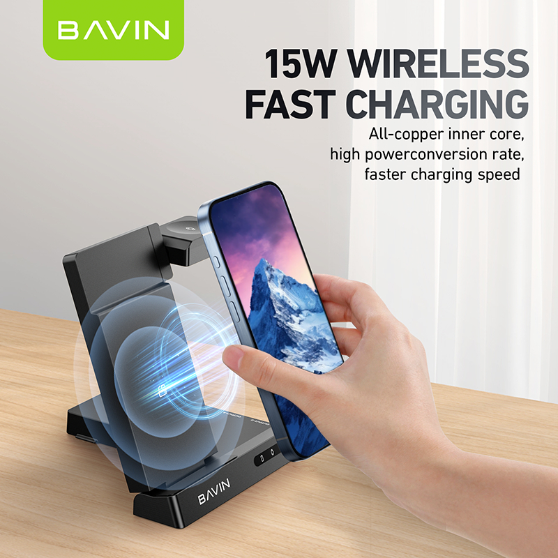 BAVIN PC1069 Portable Multi-functional 6-in-1 Wireless Docking Charger ...