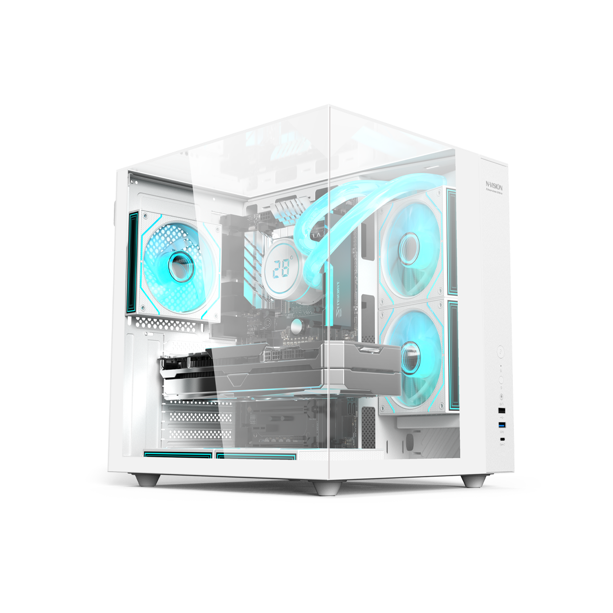 NVISION Clearview Ultra Gaming PC Case ATX Tempered Glass Mid Tower ...