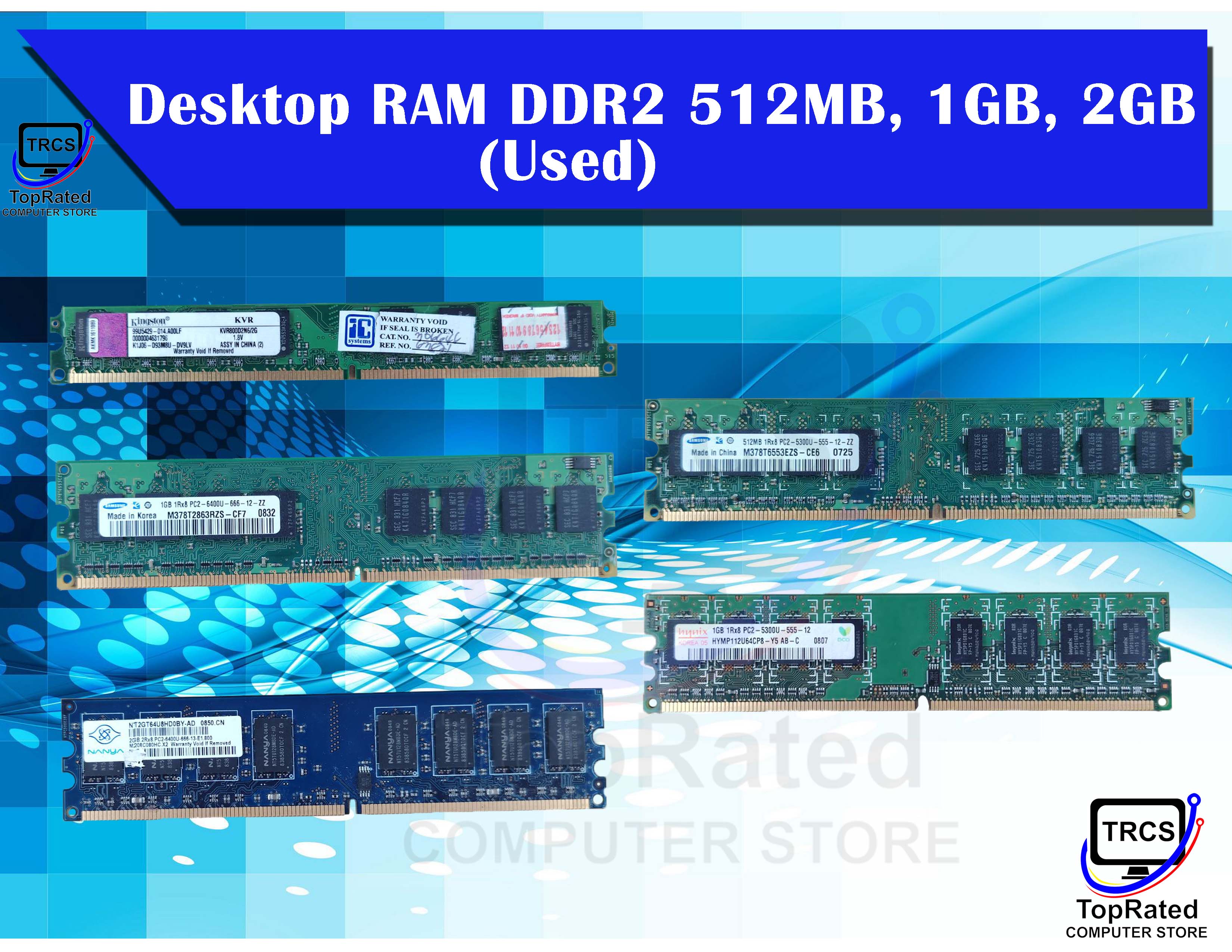 Desktop RAM DDR2 512MB, 1GB, 2GB RAM (Used) | Shopee Philippines
