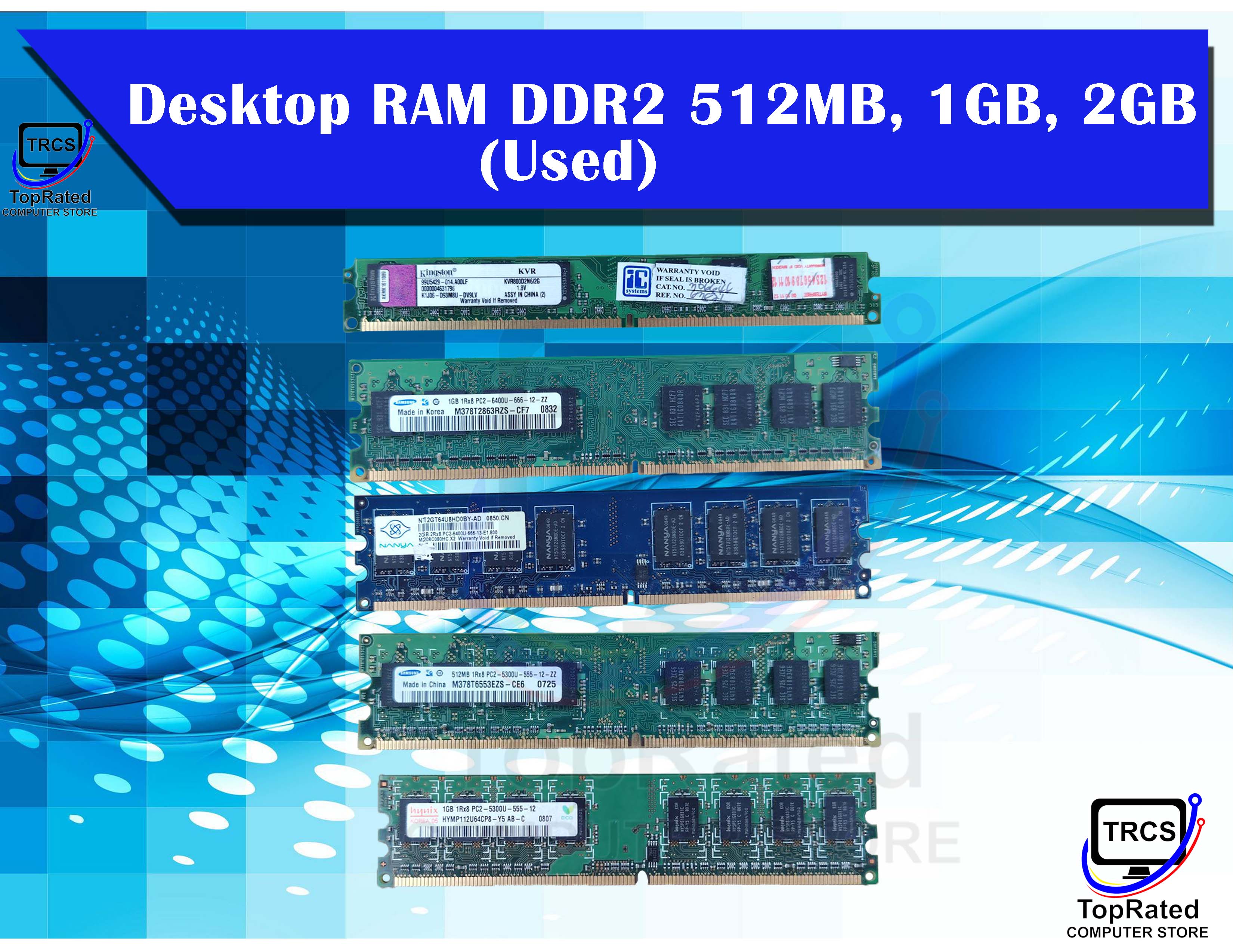 Desktop RAM DDR2 512MB, 1GB, 2GB RAM (Used) | Shopee Philippines