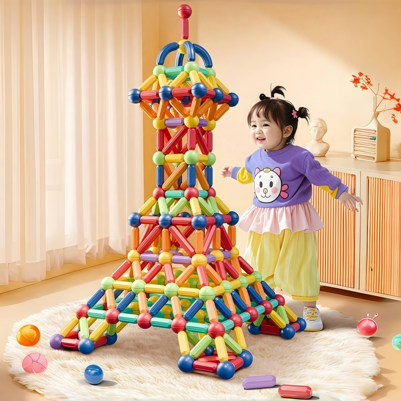 25/42/64/84pcs Building Blocks Stick Set Diy Magnetic Stick Balls And ...