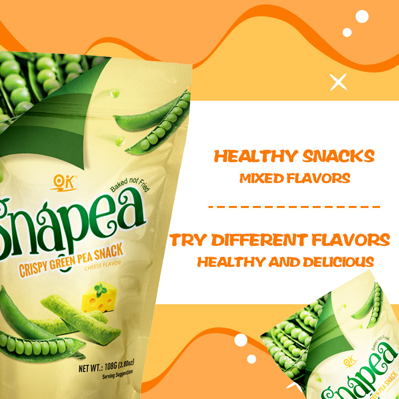 OK Snapea Popcorn Crisps, Original, Cheese, Spicy 108g, Green Pea ...
