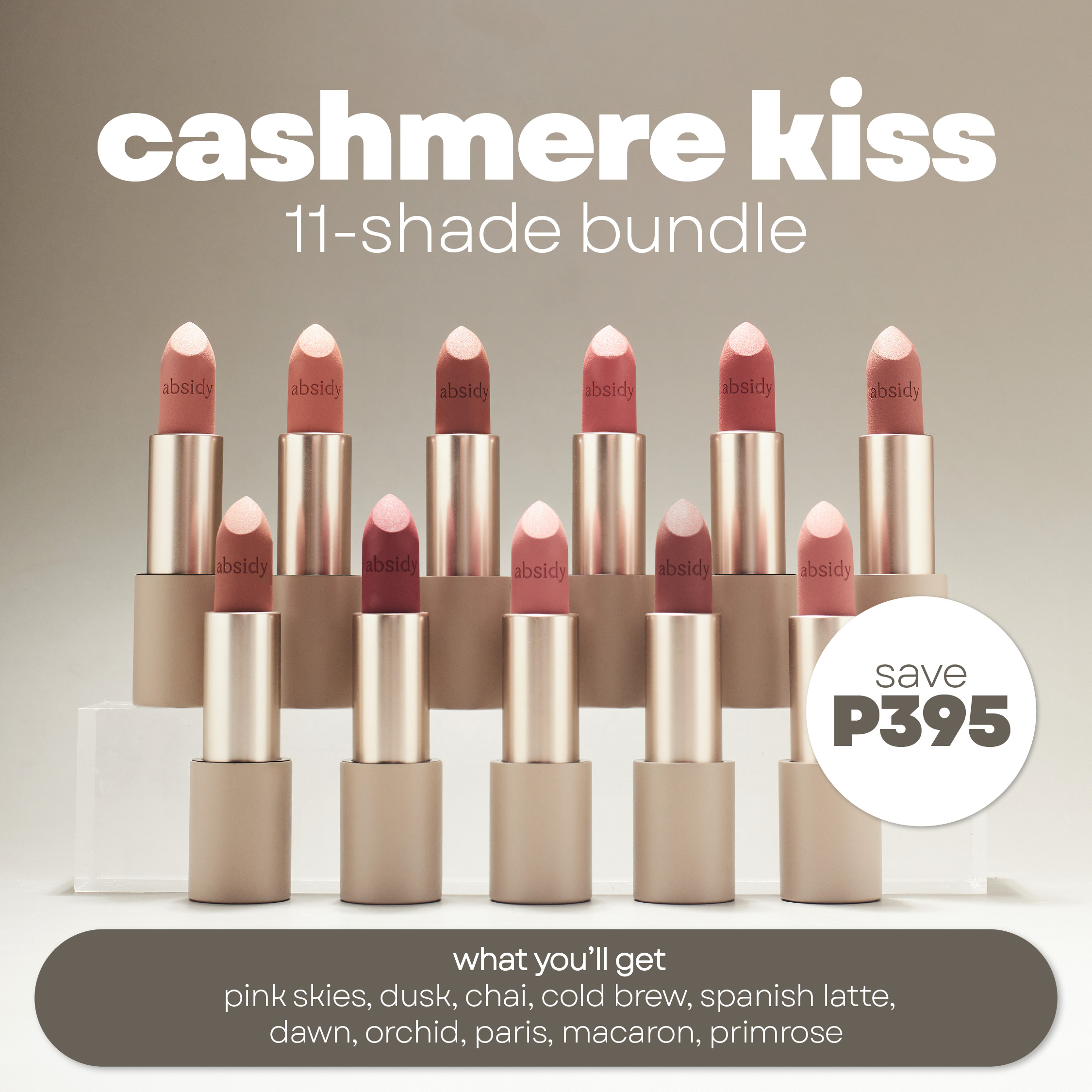 Absidy Cashmere Kiss Matte Lipstick Set 11-Shades Bundle | Shopee ...
