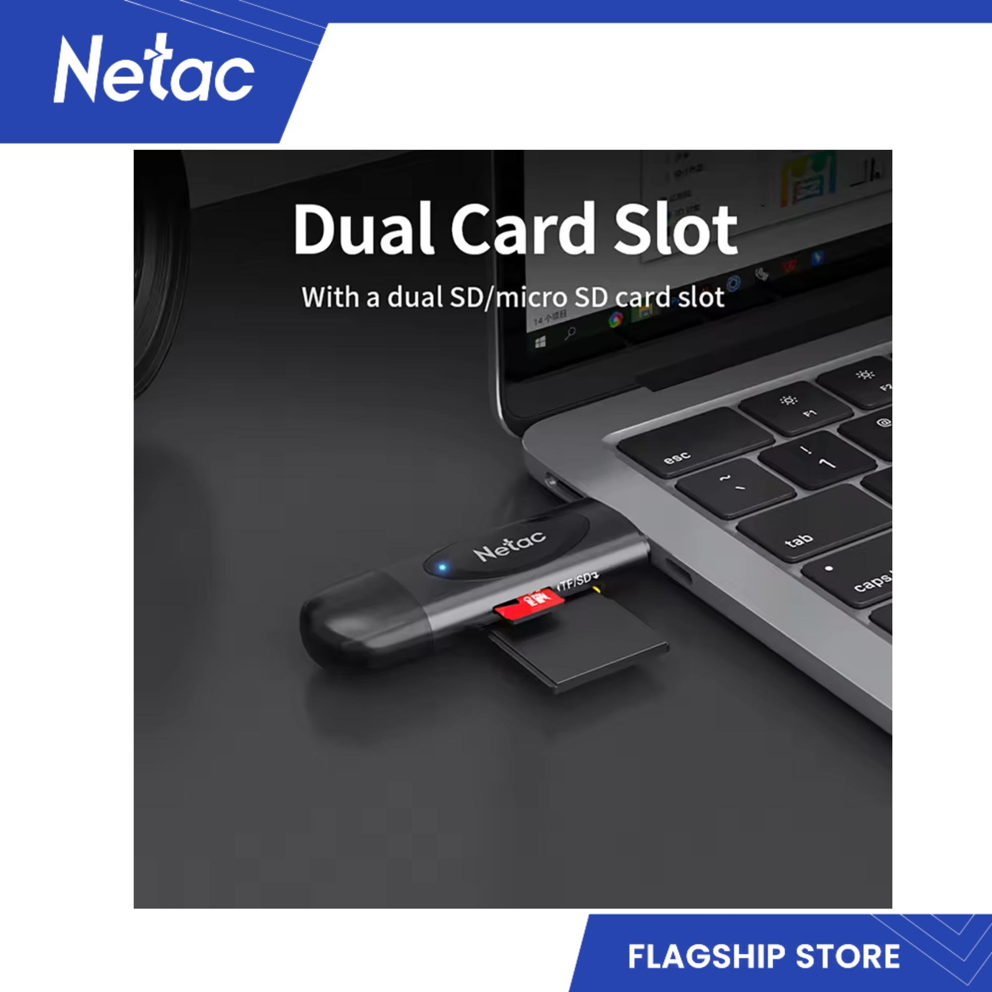 Netac WK14 2-in-1 USB A & USB C Micro SD / SD Flash Card Reader ...