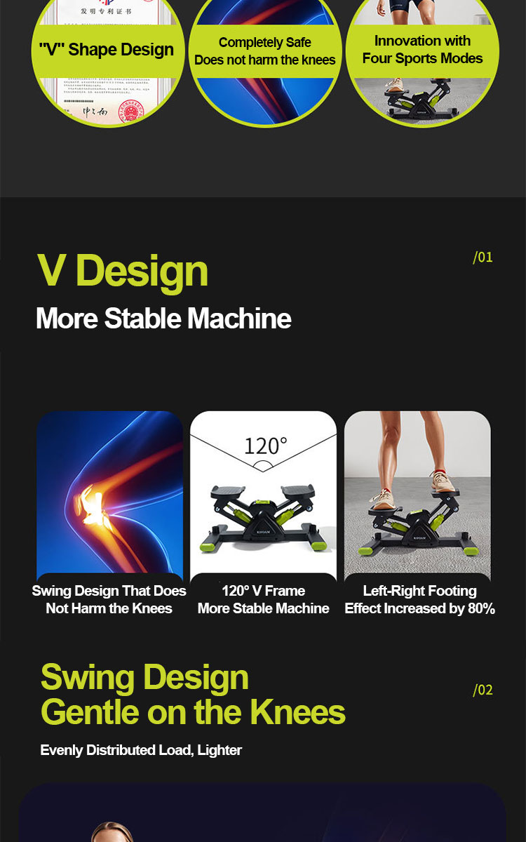 V-Shape Side Stepper With Pull Rope Mini Stepper Foot Exercise ...