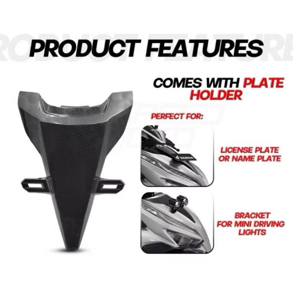 HONDA CLICK V2 FRONT PANEL BRACKET WITH PLATE HOLDER CARBON / MATTE ...
