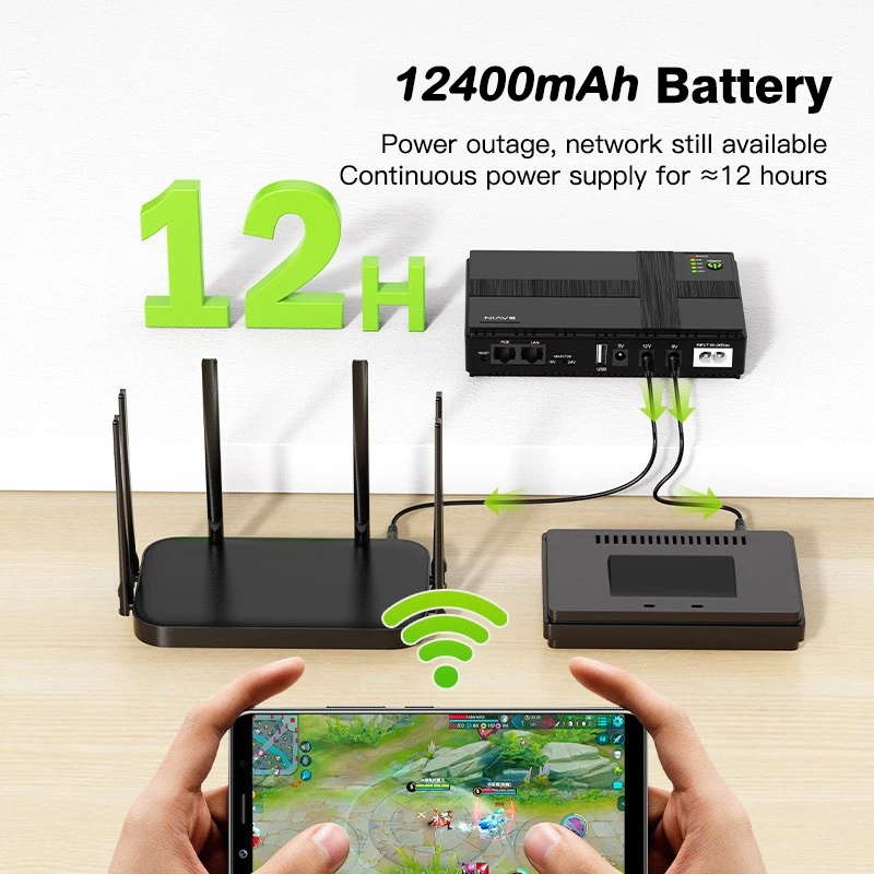 Expose CCTV UPS Power Supply For Wifi Router Modem Power Bank 12400mAh ...