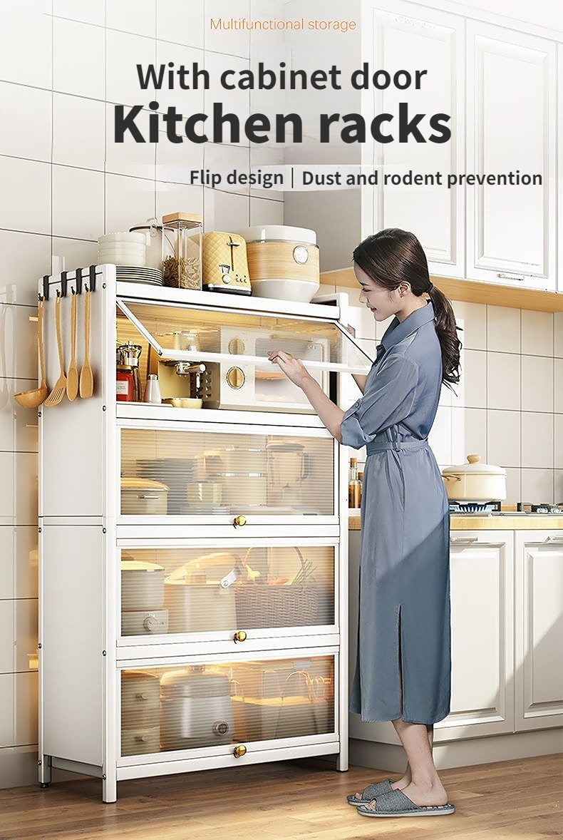 Kitchen Cabinet Rack Dustproof With wheels Multi-layers storage rack ...