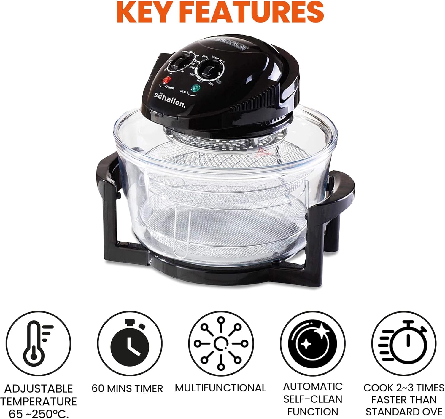 HomeCare 12L Halogen Oven with Convection, Non-Stick, Fast Preheat, and ...