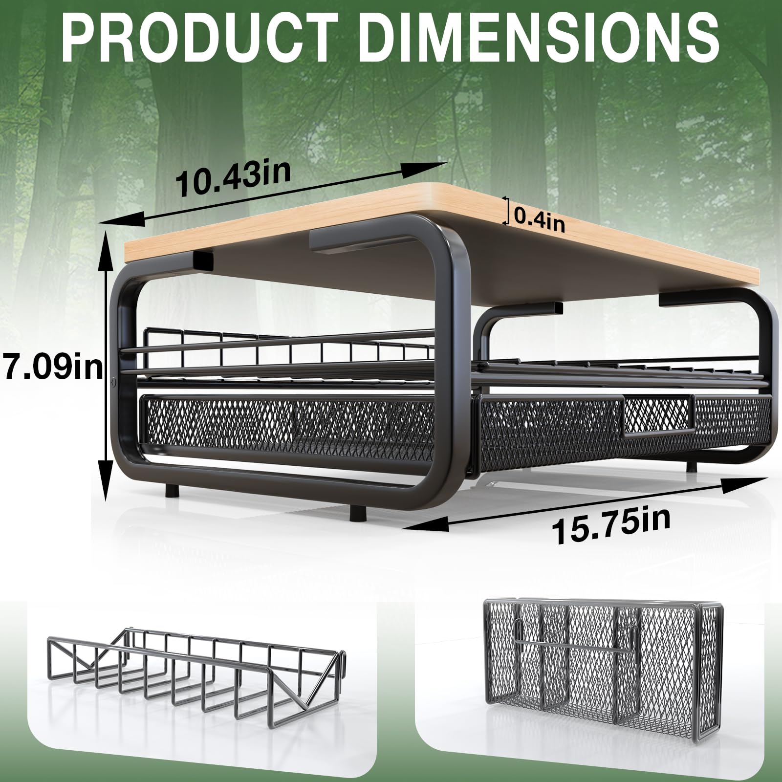 3 Tier Desktop Organizer Metal Storage Box For Desktop and Books ...
