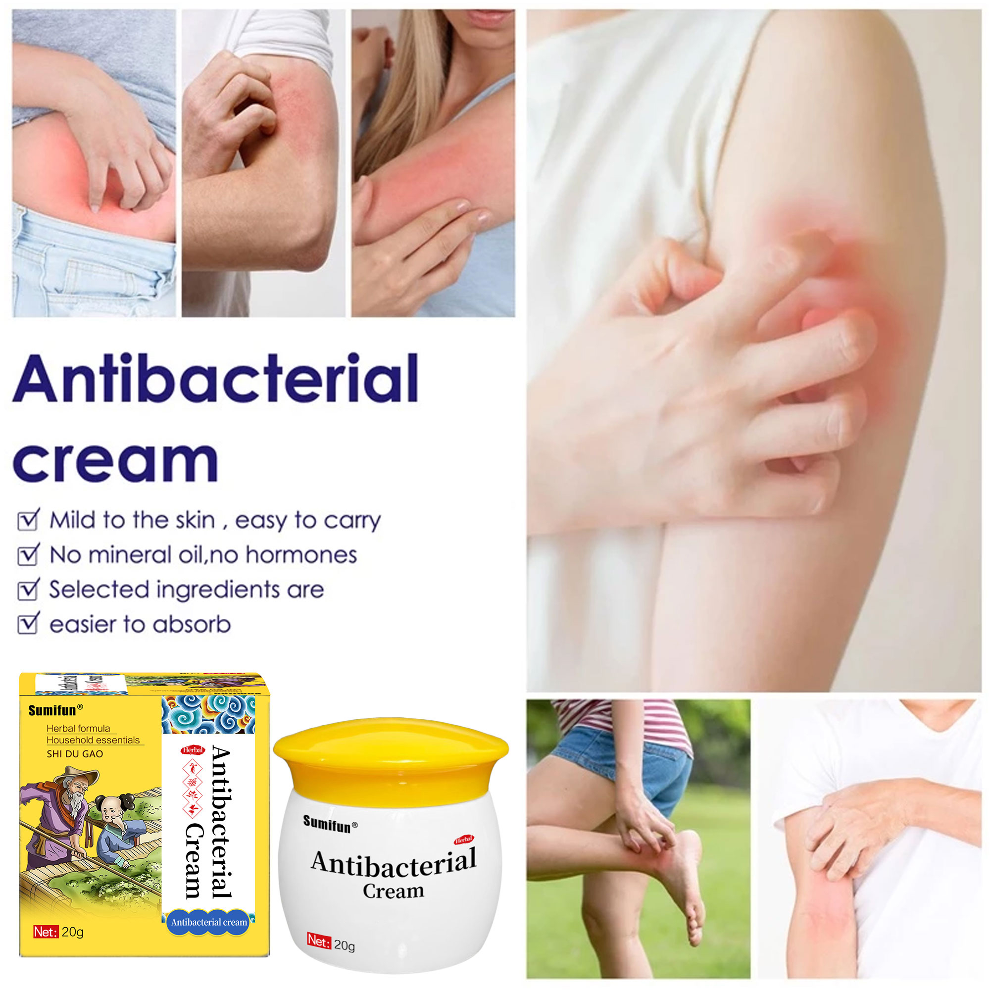 Sumifun Antibacterial Cream Original Children Adult Senior Skin Itching ...
