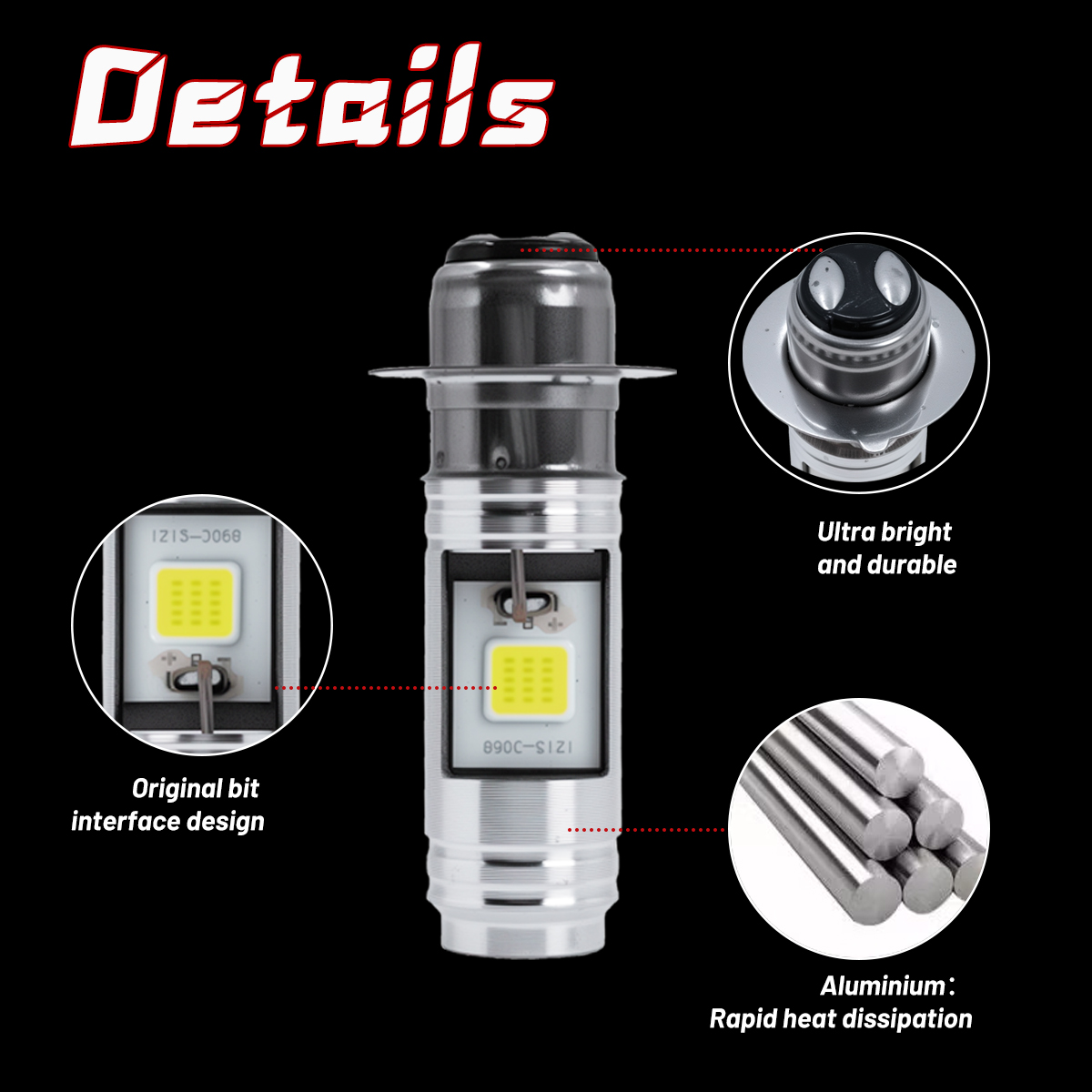 2Pcs Motorcycle Headlight LED lights Bulbs P15D T19 Cool White beam ...