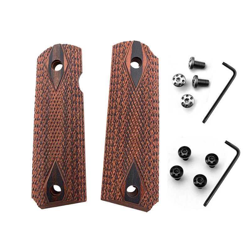 Pair 1 Colour Color Wood Dia Pattern Grip Handle Scale Patches For 1911 ...
