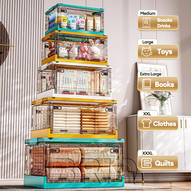 BRIO Foldable Storage Box Organizer Transparent Collapsible Storage Box ...