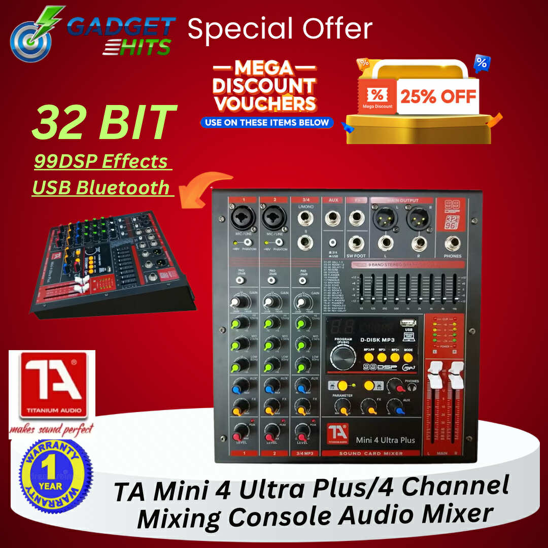 Titanium Audio Mini 4 Ultra Plus/4 Channel Mixing Console/99 DSP ...