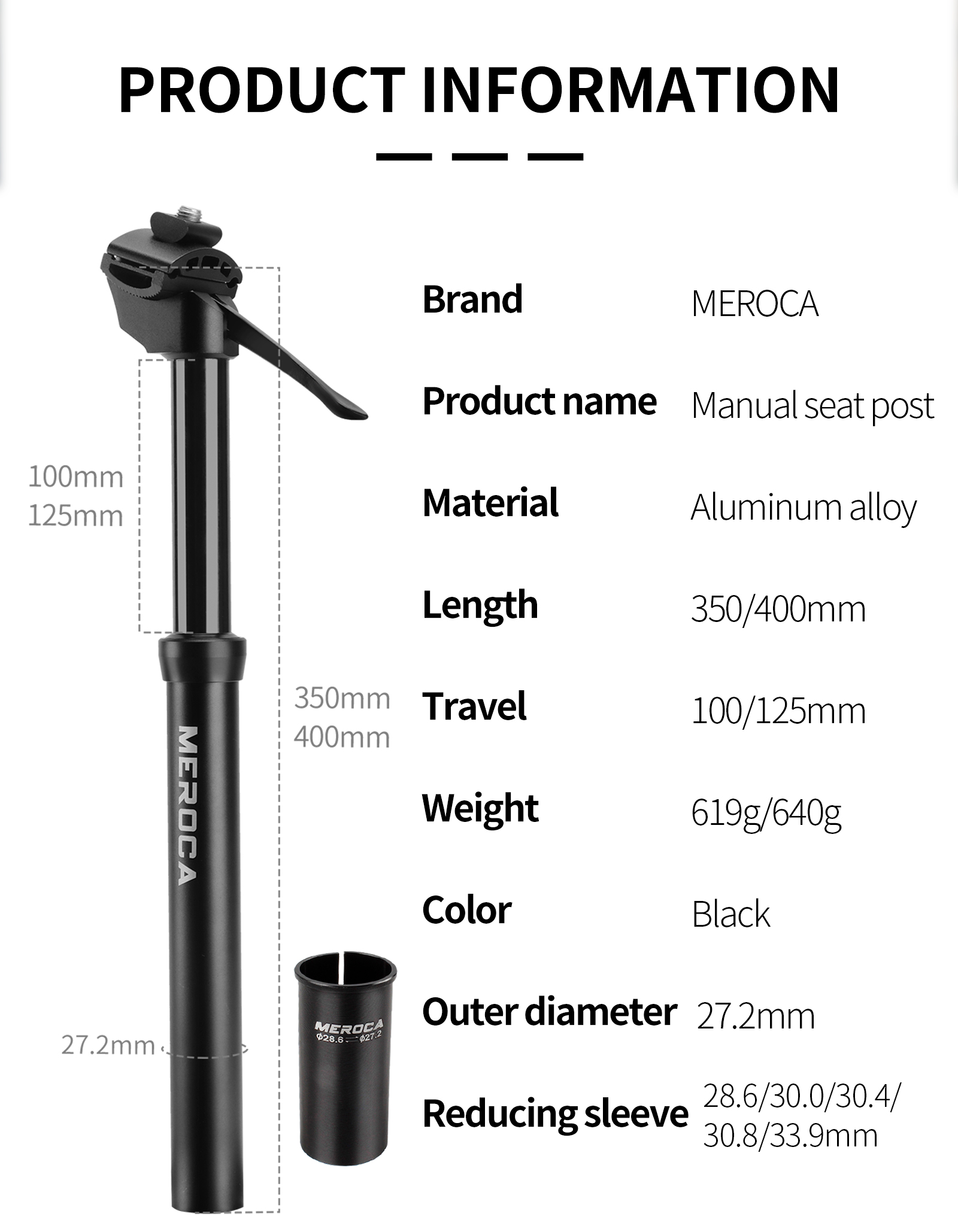 MEROCA Remote-Controlled Dropper Seatpost Mountain Bike Dropper ...