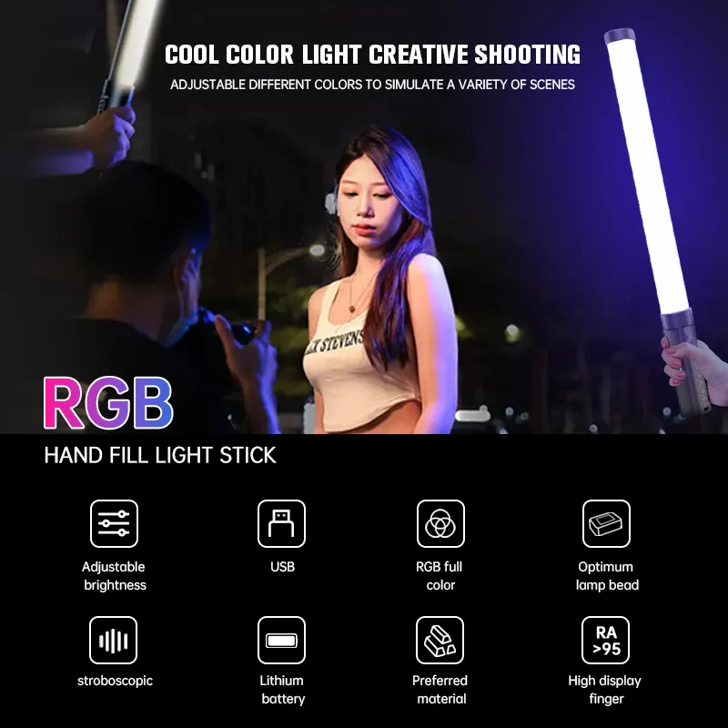 RGB Handheld Light Wand LED RGB Stick 3000K-6000K Photography Lighting ...
