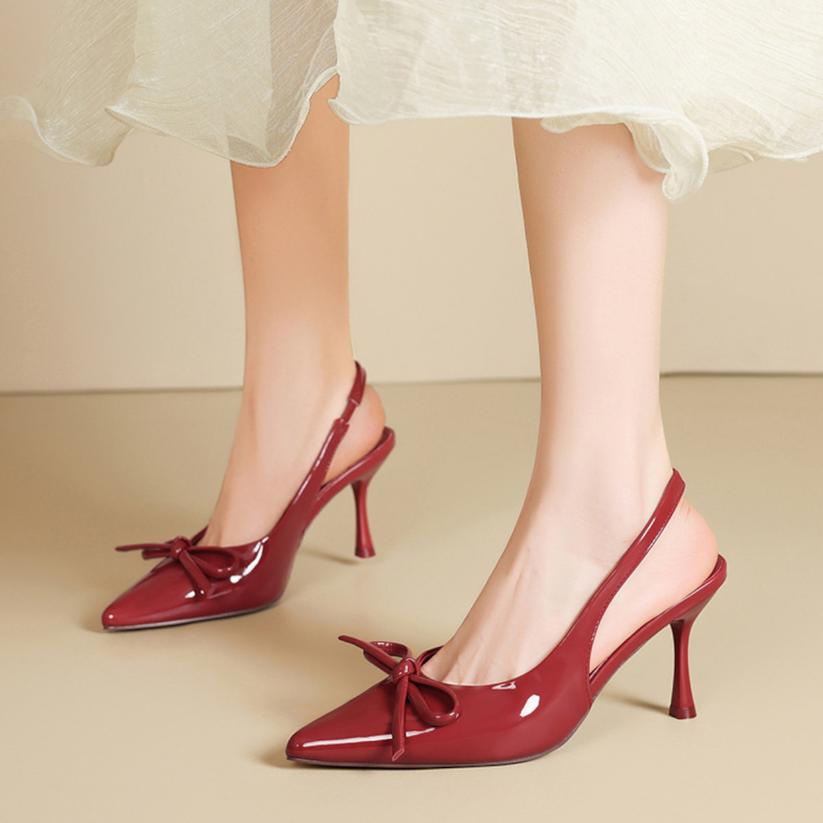 BS sandals for women with ribbon Pointed Toe heels Stiletto Heels 8cm # ...