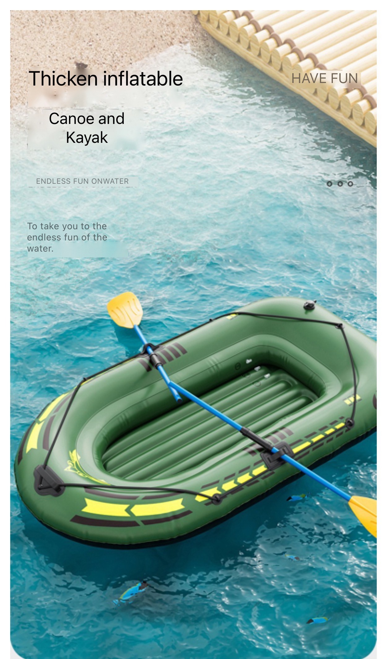 2 Person Inflatable Boat PVC Rubber Thick Portable Kayak Fishing Boat ...